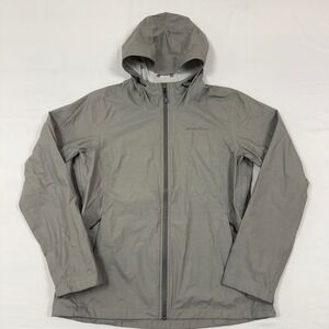 Eddie Bauer Women's Gray Hooded Rain Jacket Lightweight Size M Armpit‎ Vents